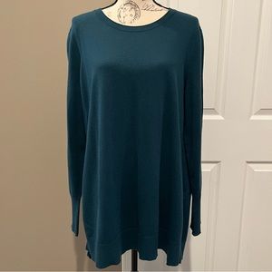 Like New J.Jill Tunic Style Teal Round Neck Sweater Size LG